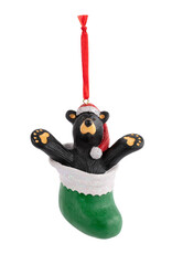 Demdaco BEAR IN GREEN STOCKING ORNAMENT