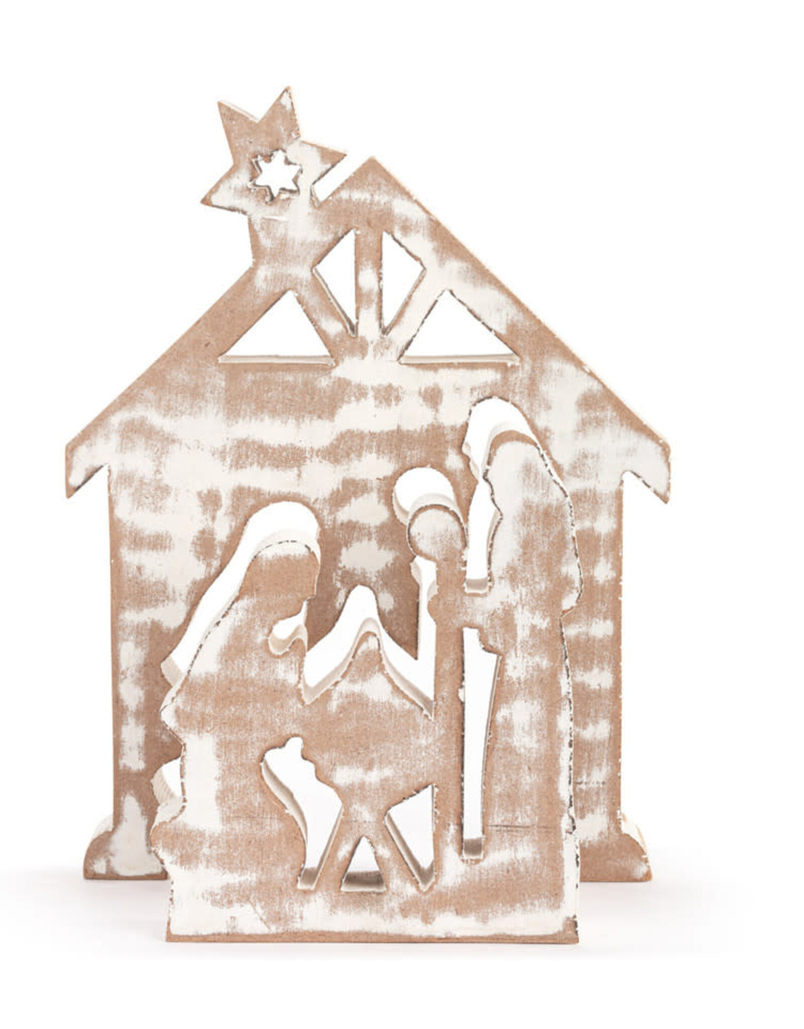 Demdaco WHITEWASHED NESTED NATIVITY SET
