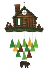Gift Essential LOG CABIN GLASS WIND CHIME