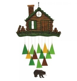 Gift Essential LOG CABIN GLASS WIND CHIME