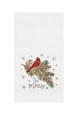 C and F Enterprises BE MERRY CARDINAL KITCHEN TOWEL - embroidered