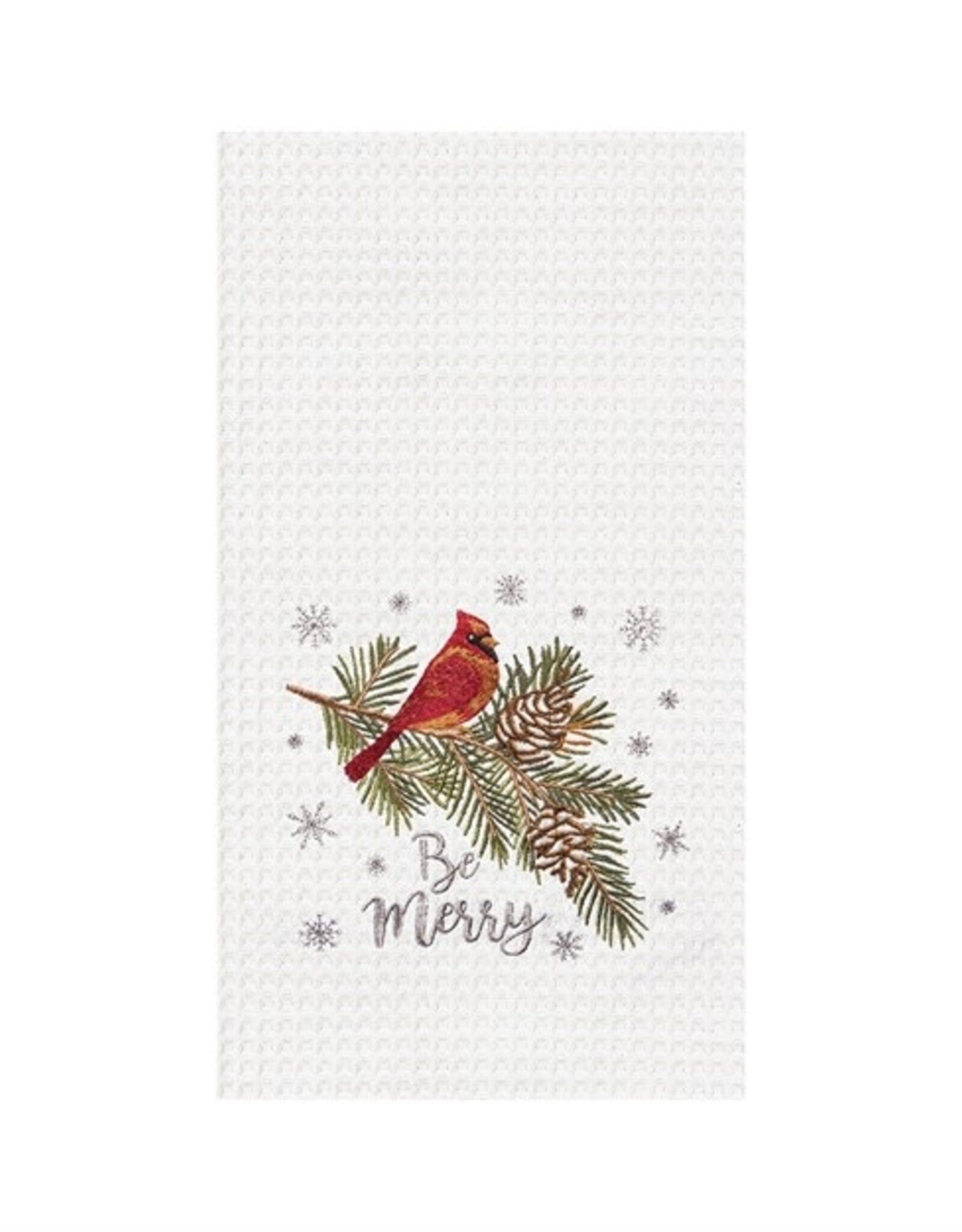 C and F Enterprises BE MERRY CARDINAL KITCHEN TOWEL - embroidered