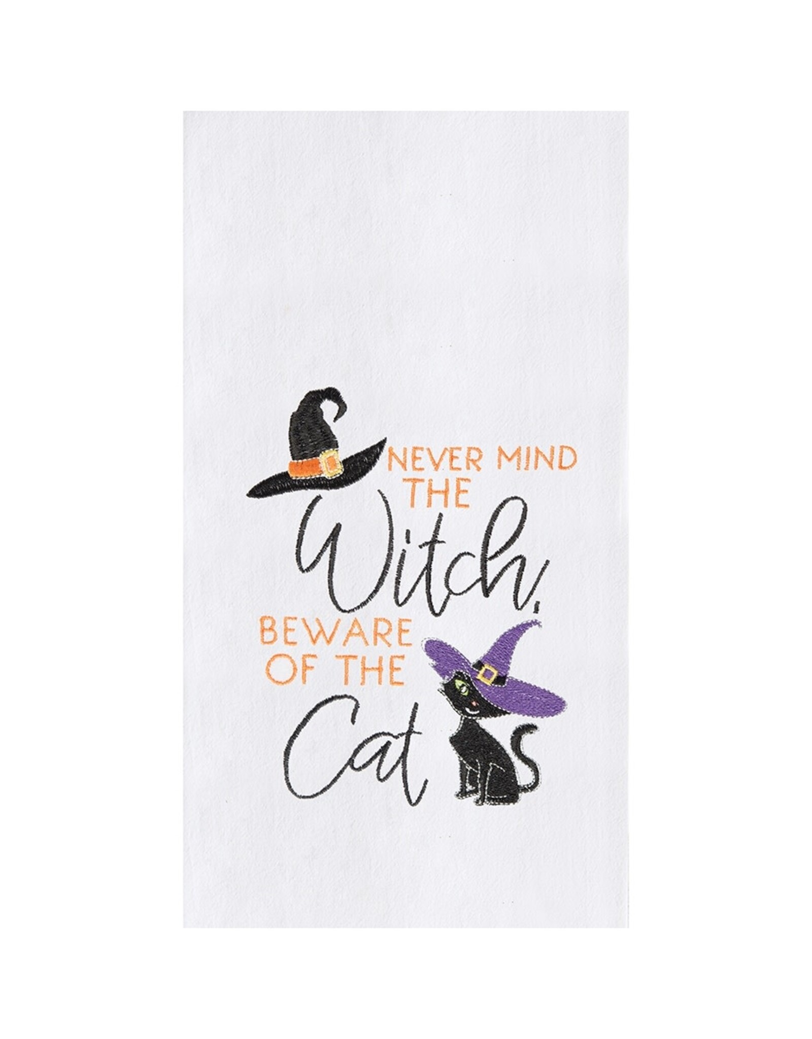 C and F Enterprises BEWARE OF THE CAT KITCHEN TOWEL - embroidered