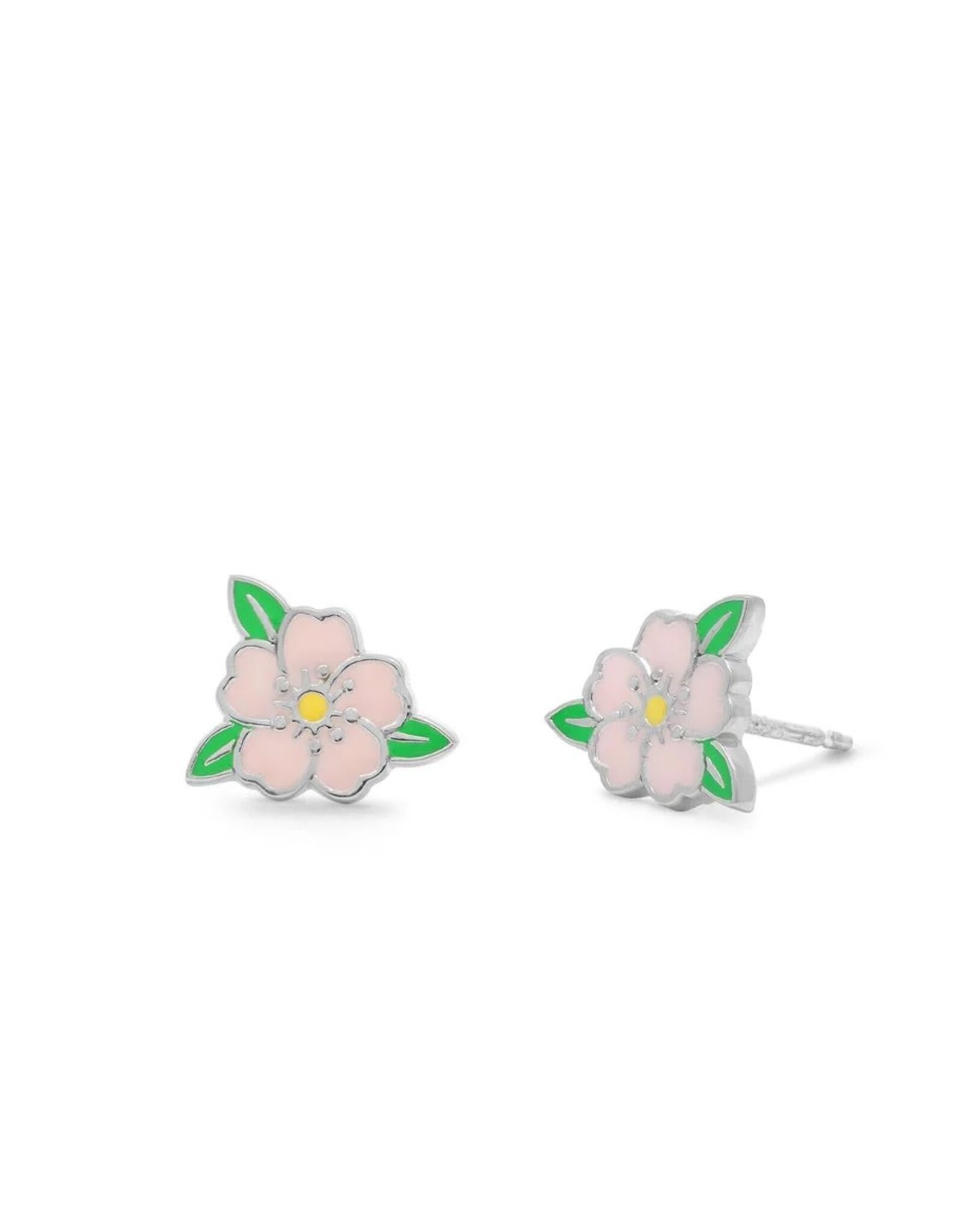 Boma PINK HIBISCUS FLOWER STUD EARRING - sterling silver