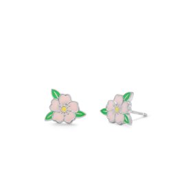 Boma PINK HIBISCUS FLOWER STUD EARRING - sterling silver