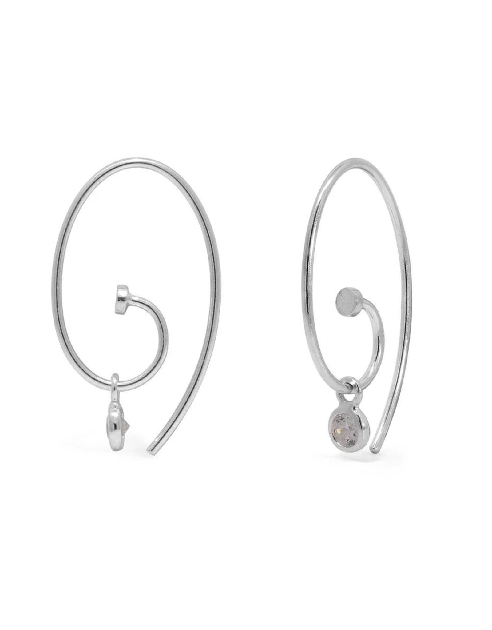 Boma SPIRAL PULL THROUGH CHARM HOOP EARRING - sterling silver