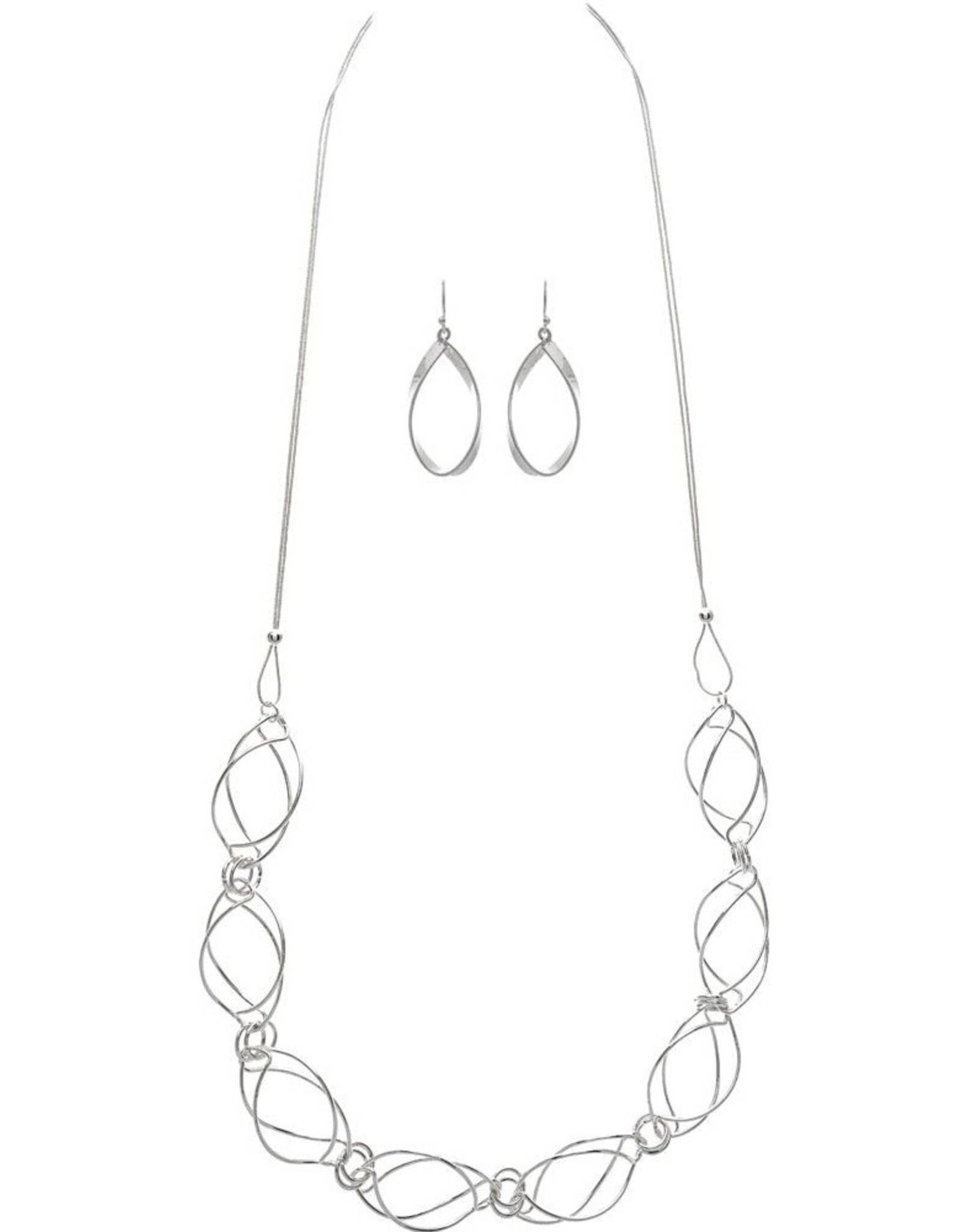 Rain Jewelry SILVER LONG TWIST OVAL LINKS CHAIN NECKLACE