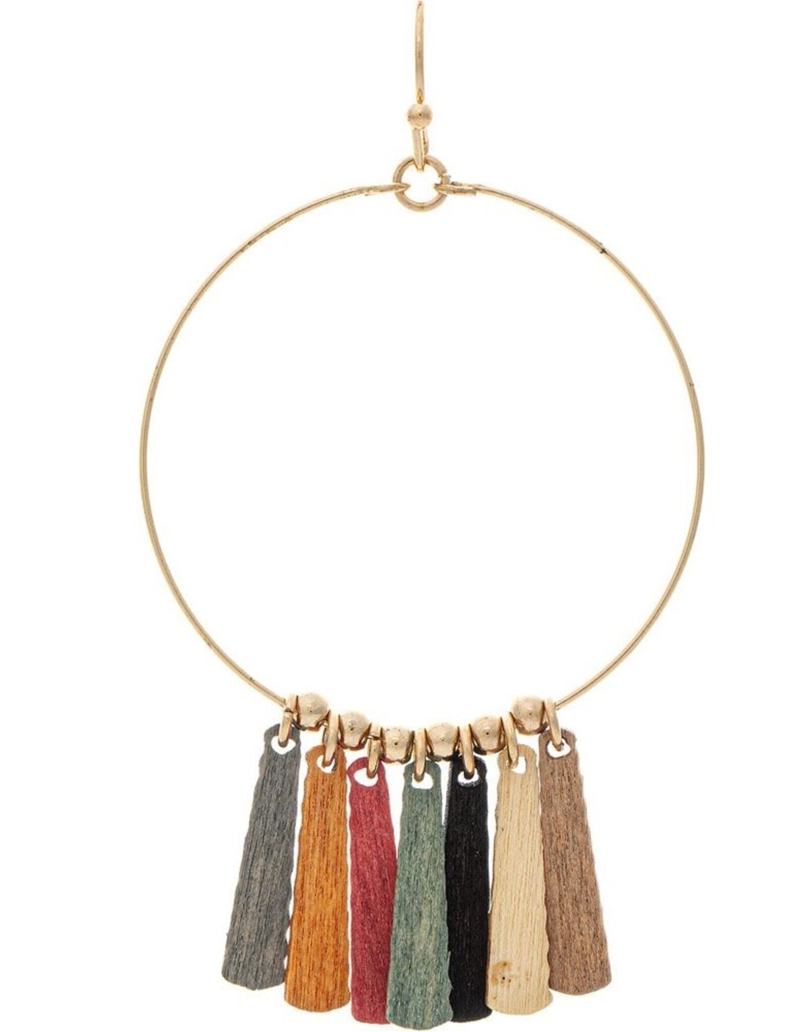 Rain Jewelry MULTICOLOR WOOD BEAD FRINGED EARRING