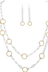Rain Jewelry TWO TONE LAYER CIRCLES AND CHAIN NECKLACE SET