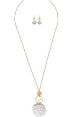 Rain Jewelry TWO TONE CIRCLE DISC LONG CHAIN NECKLACE SET