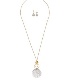 Rain Jewelry TWO TONE CIRCLE DISC LONG CHAIN NECKLACE SET