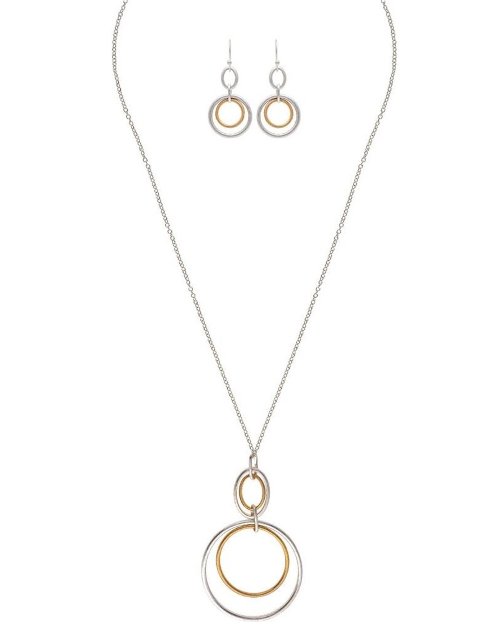 Rain Jewelry TWO TONE LINK CIRCLES LONG CHAIN NECKLACE