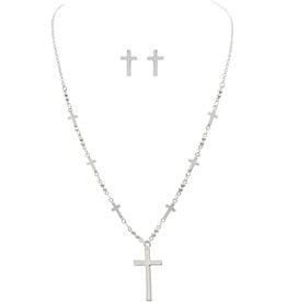 Rain Jewelry SILVER CROSS CHAIN AND CROSS PENDANT NECKLACE SET