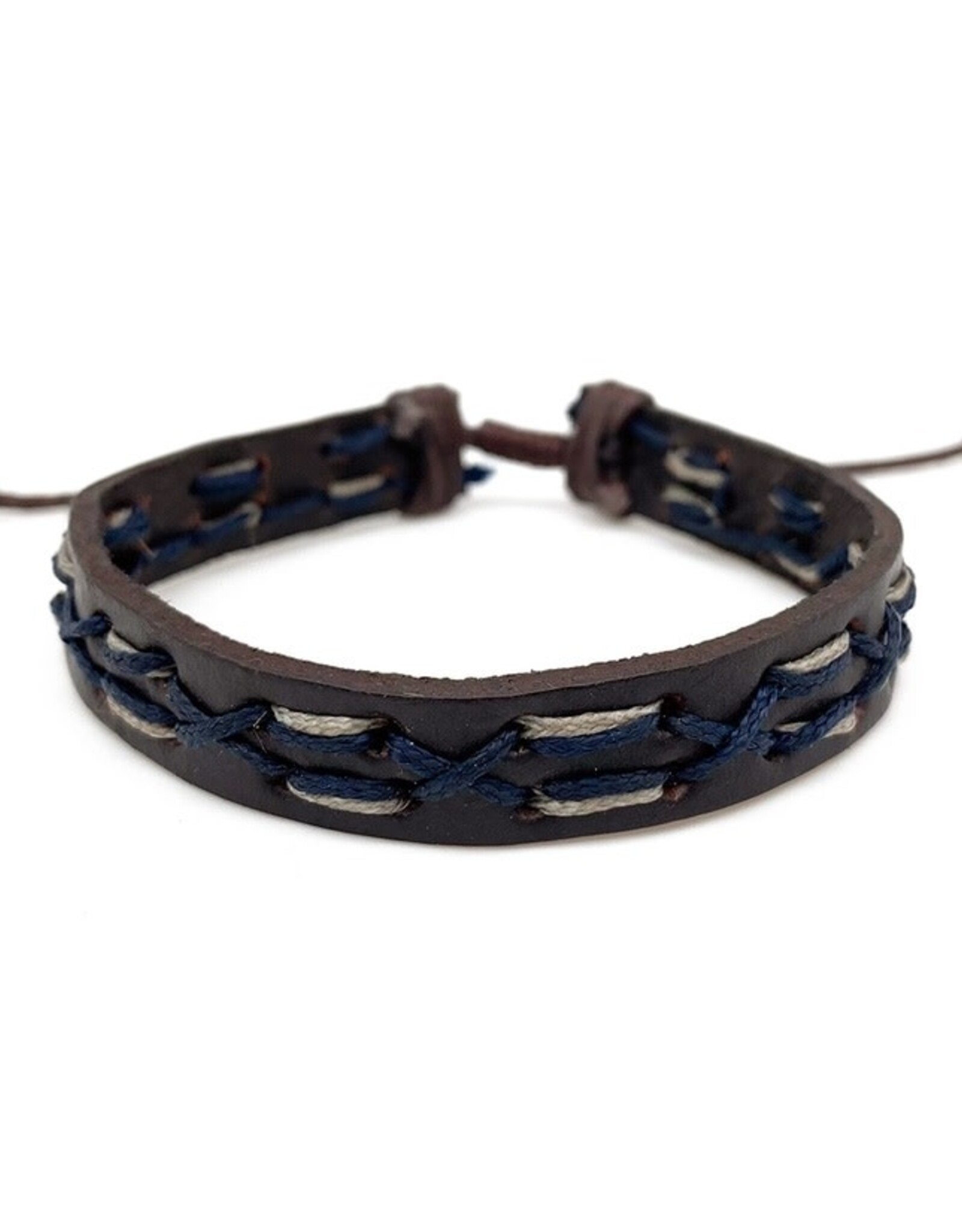 Anju Jewelry AADI NAVY TAN BROWN LEATHER BRACELET - unisex design