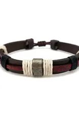 Anju Jewelry AADI RED BROWN LEATHER CREAM BRACELET - unisex design