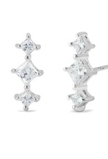 Boma TRIPLE CUBIC ZIRCONIA BAR STUD EARRING - sterling silver