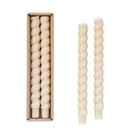 Creative Coop CREAM TWISTED TAPER CANDLE SET - unscented