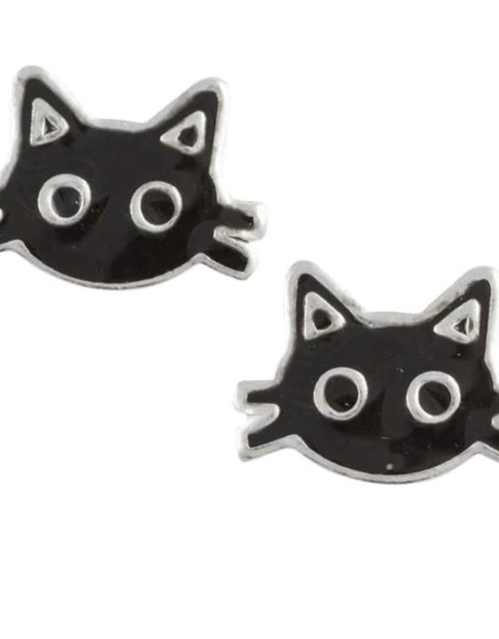 Good Collective BLACK KITTY CAT FACE STUD EARRING - Tomas