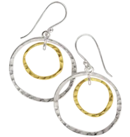Good Collective HAMMERED TWO TONE CIRCLE DANGLE EARRINGS - Tomas