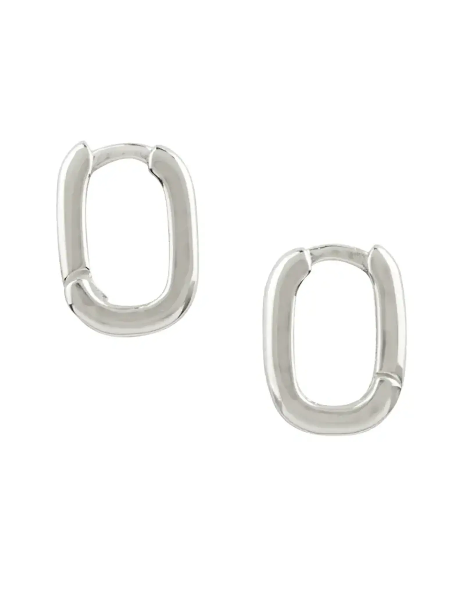 Good Collective RECTANGLE CLICKER HUGGIE HOOP SILVER EARRING
