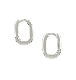 Good Collective RECTANGLE CLICKER HUGGIE HOOP SILVER EARRING