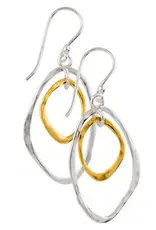 Good Collective HAMMERED OBLONG TWO TONE DANGLE EARRINGS