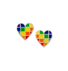 Good Collective CHECKERED HEART STUD EARRINGS - tomas