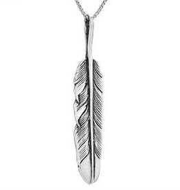Tiger Mountain LONG FEATHER NECKLACE - sterling silver