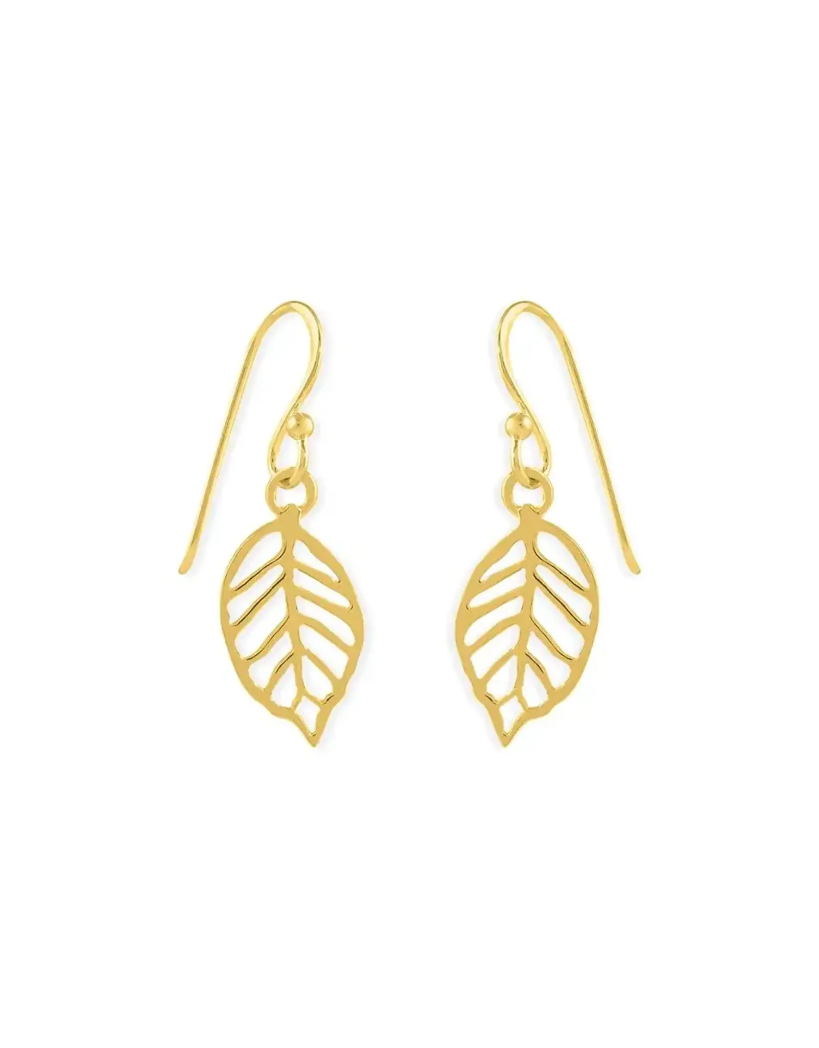 Boma OPEN LEAF DANGLE EARRING - 14k gold plating