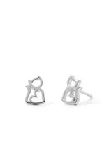 Boma HEART CAT STUD EARRING - sterling silver