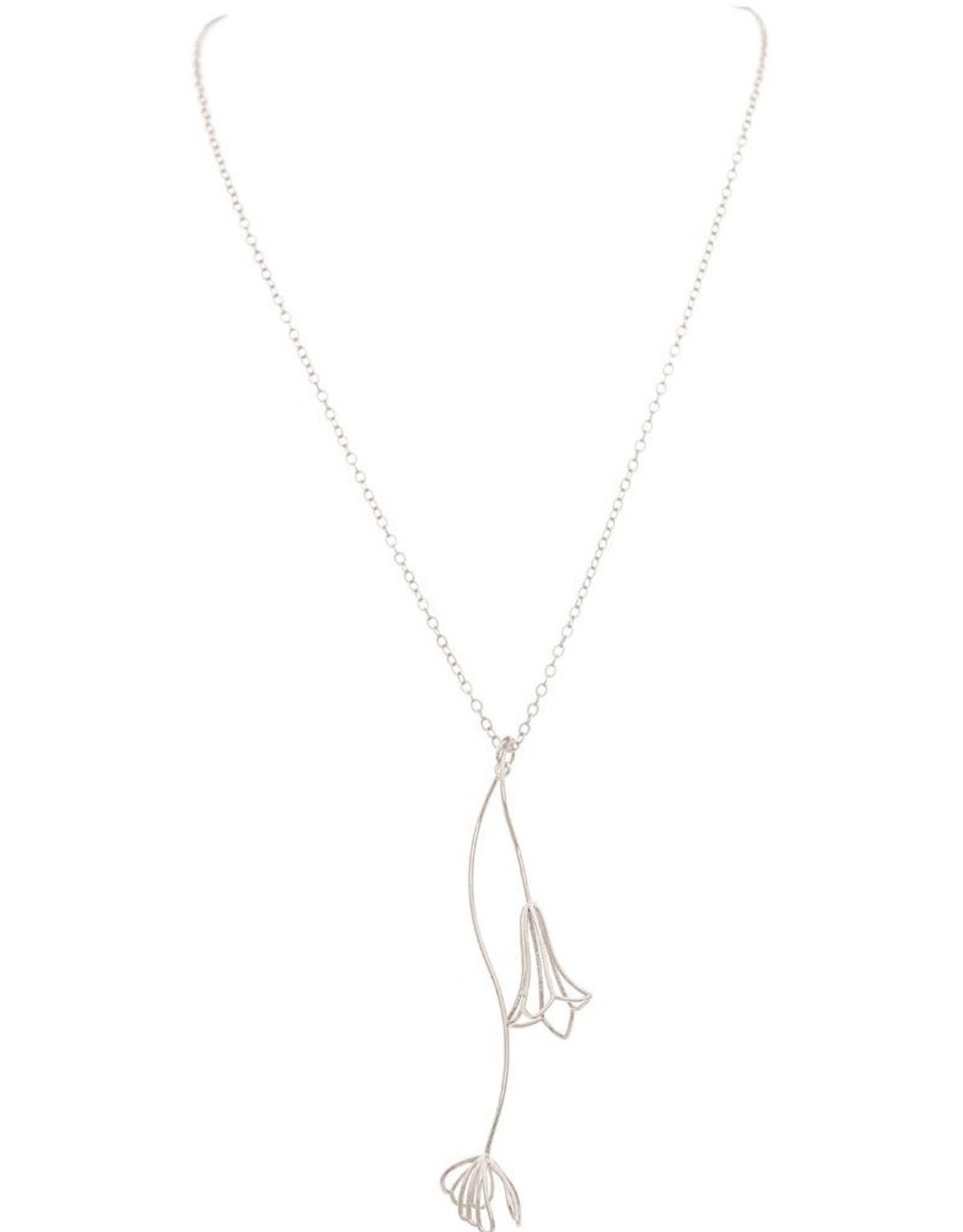 Rain Jewelry SILVER WISPY FLOWER DROP NECKLACE