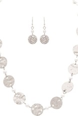 Rain Jewelry SILVER PEARL HAMMERED DISC NECKLACE SET
