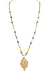 Rain Jewelry GOLD BROWN GLASS BEAD LEAF NECKLACE SET