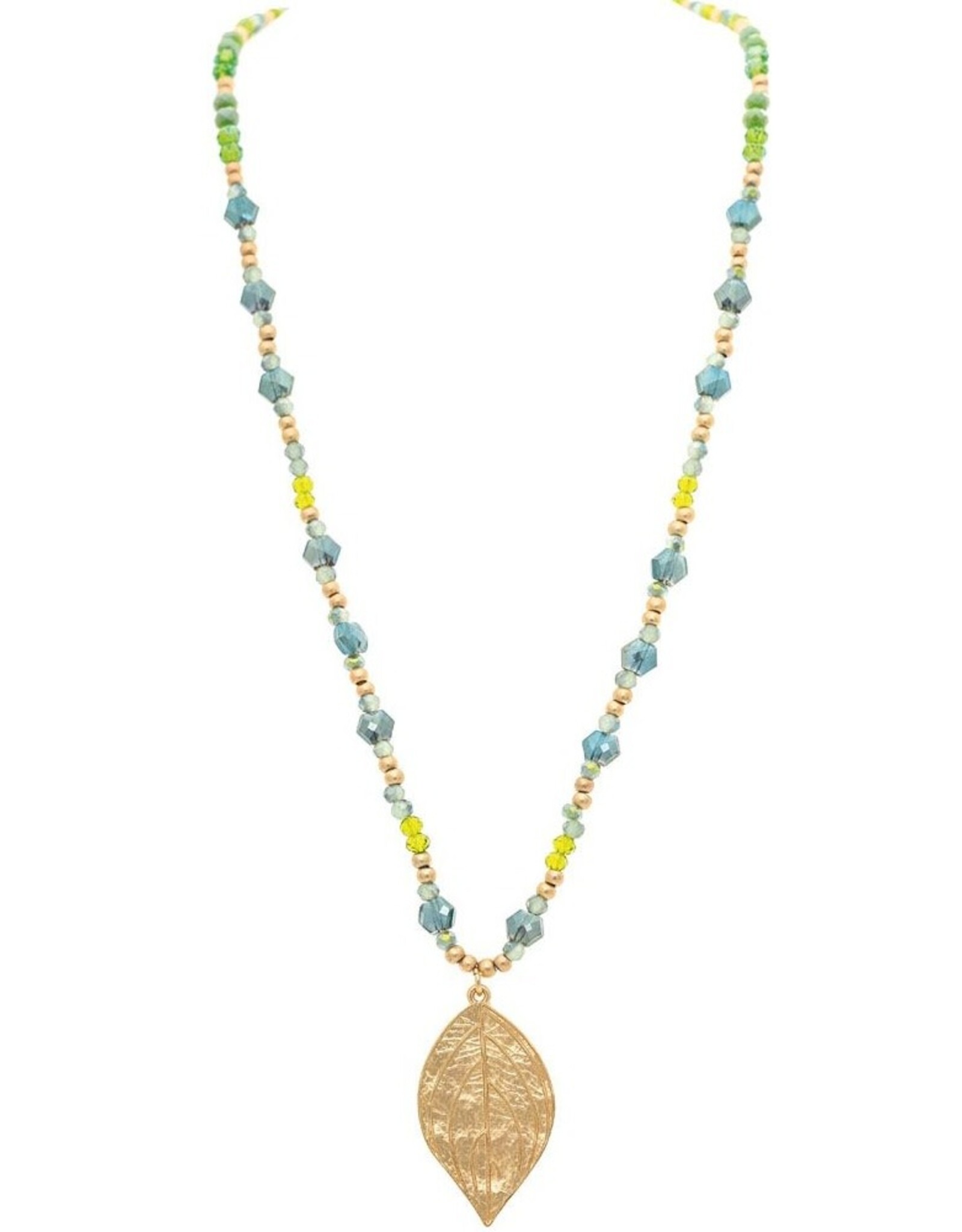 Rain Jewelry GOLD BROWN GLASS BEAD LEAF NECKLACE SET