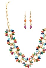 Rain Jewelry GOLD MULTICOLOR FLOWER WHEELS NECKLACE SET