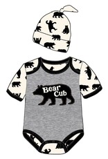 Little Blue House GREY BEAR CUB BODYSUIT AND HAT Set - multiple sizes