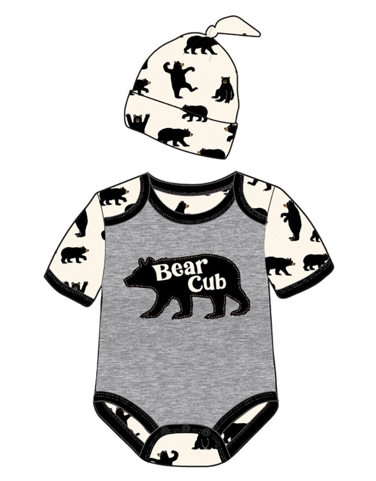 Little Blue House GREY BEAR CUB BODYSUIT AND HAT Set - multiple sizes