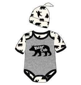 Little Blue House GREY BEAR CUB BODYSUIT AND HAT Set - multiple sizes