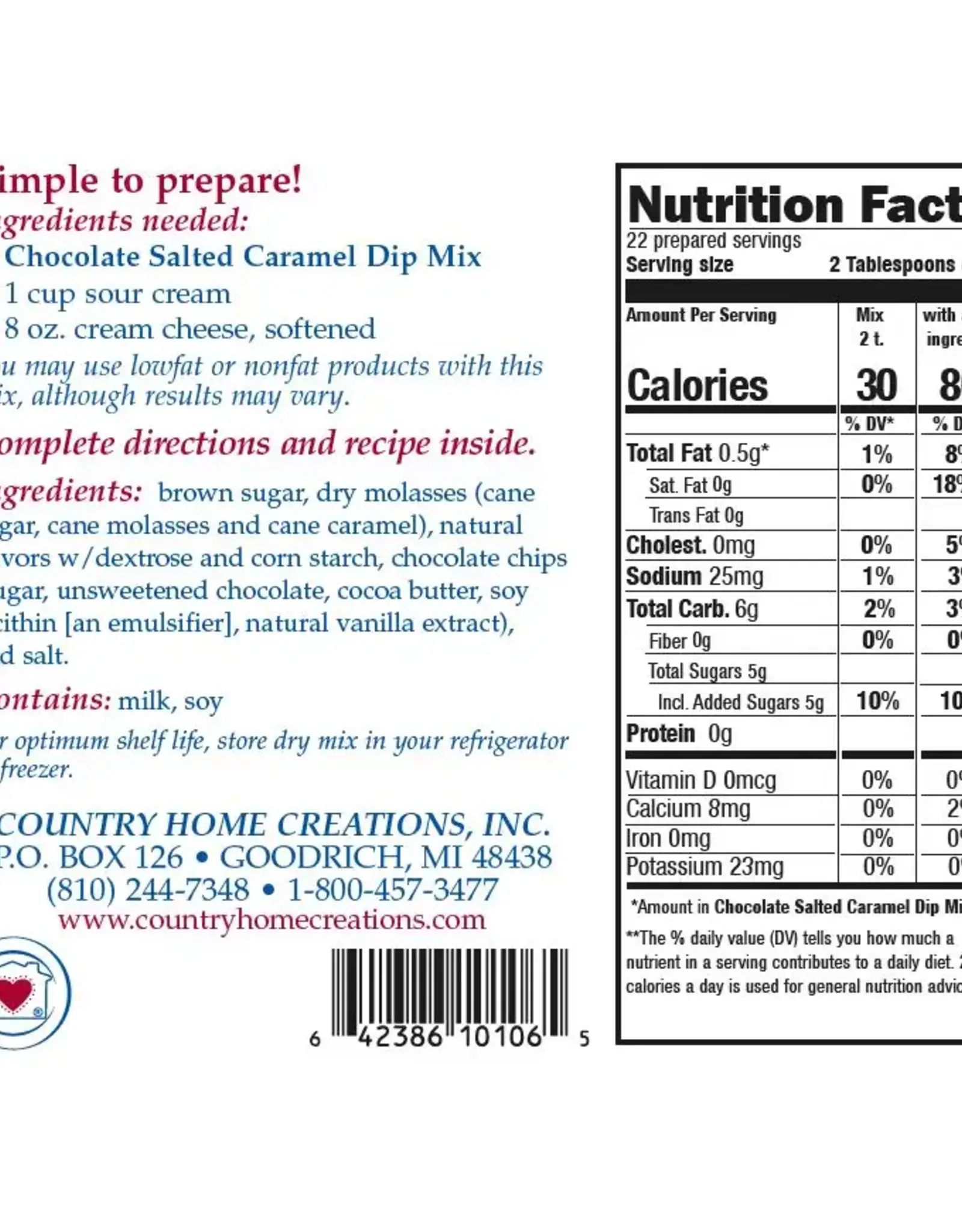 Country Home Creations CHOCOLATE SALTED CARAMEL DIP MIX