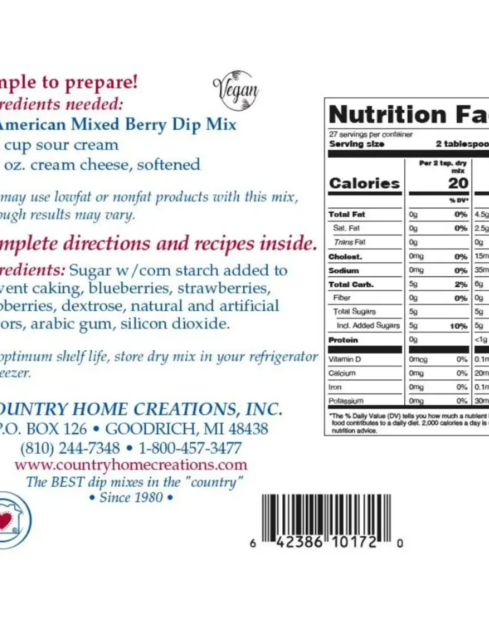 Country Home Creations AMERICAN MIXED BERRY DIP MIX