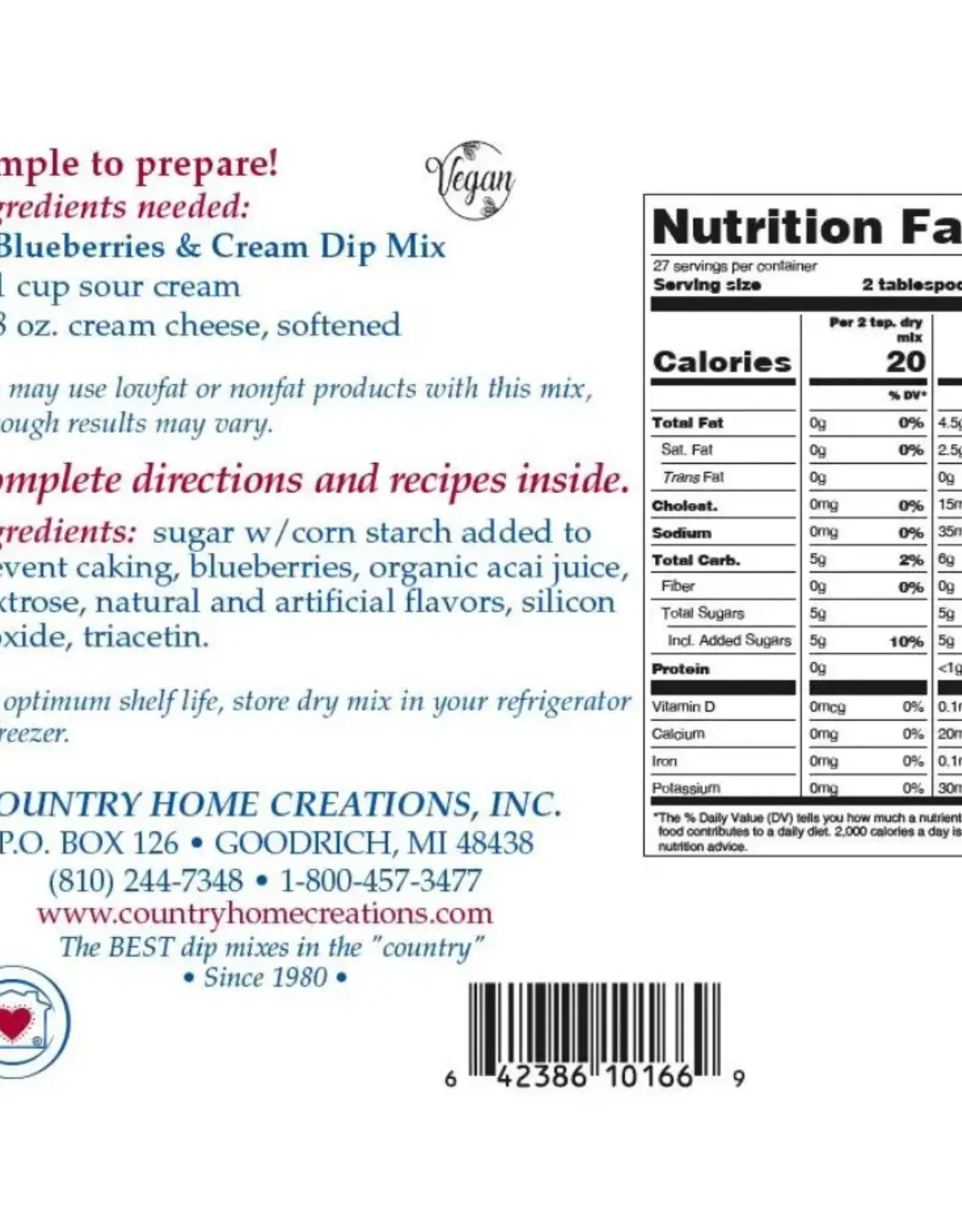 Country Home Creations BLUEBERRIES & CREAM DIP MIX
