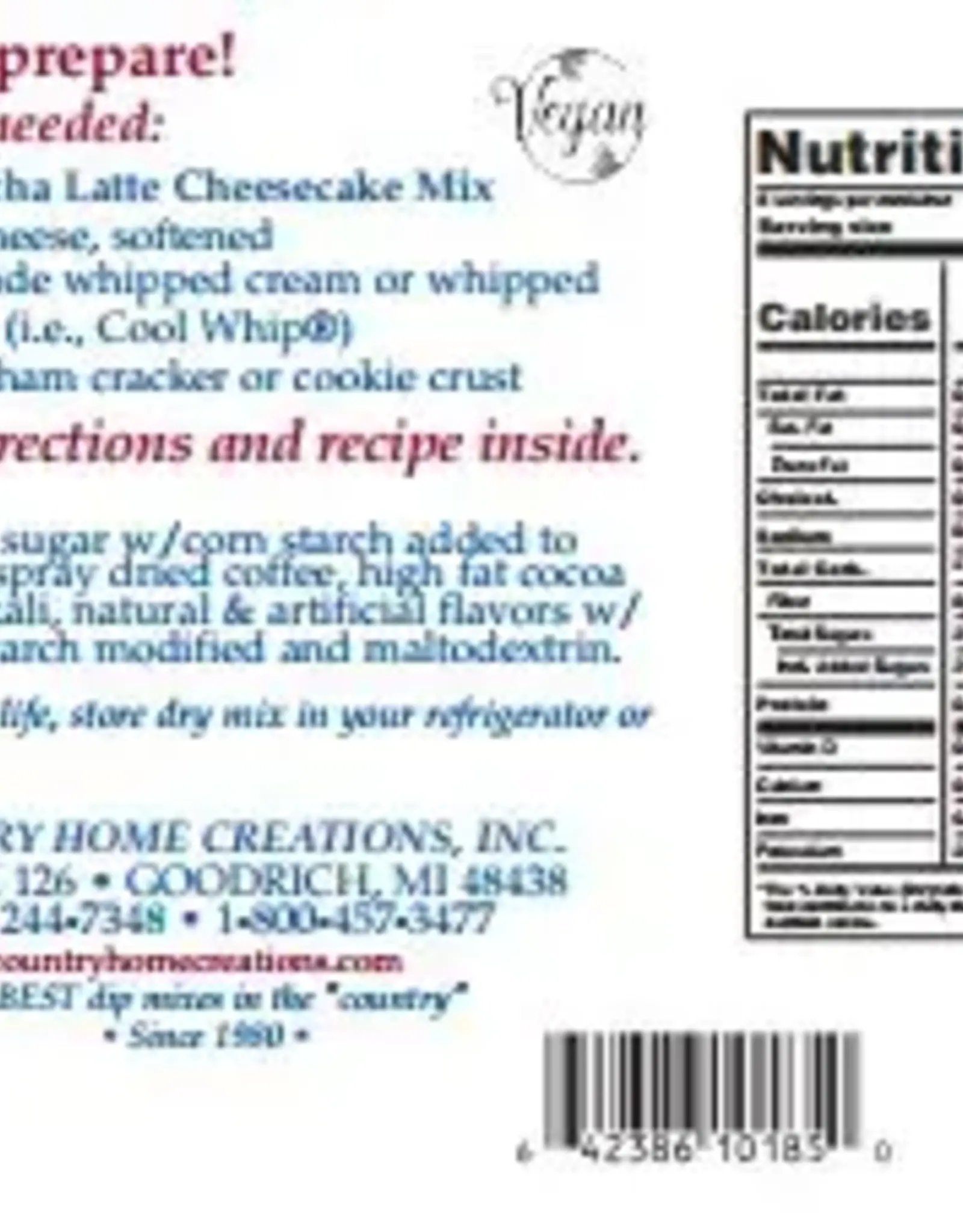 Country Home Creations NO BAKE MOCHA LATTE CHEESECAKE MIX