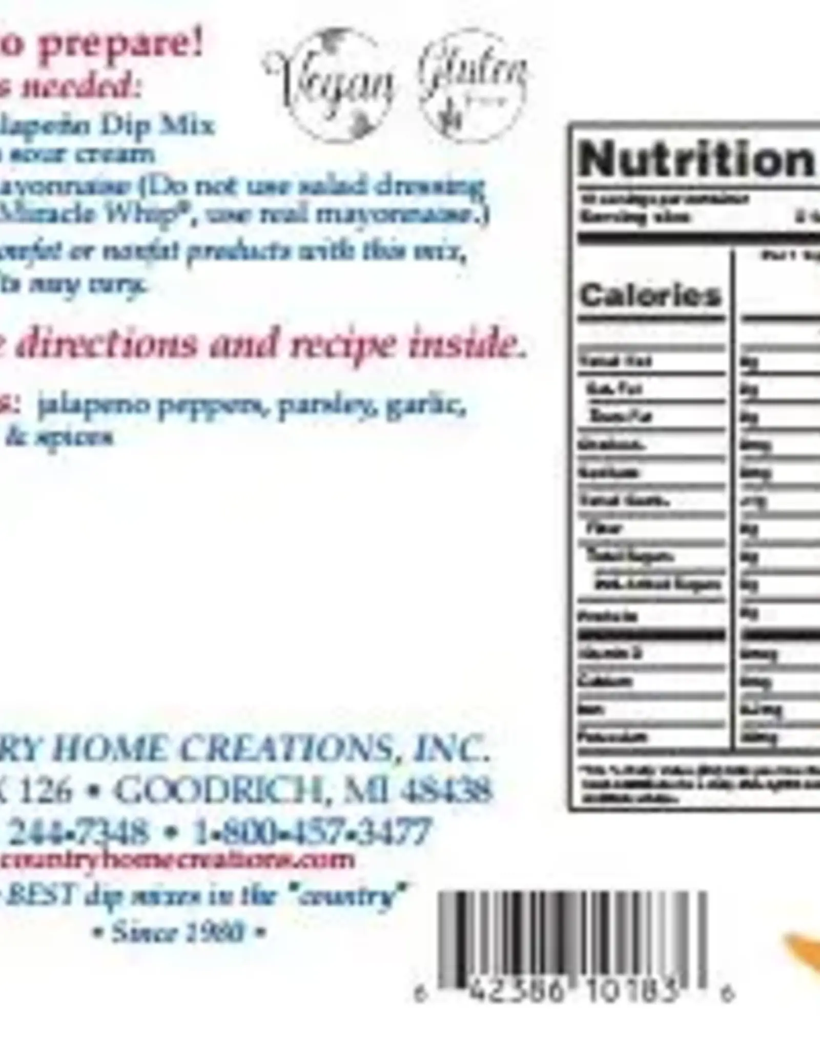 Country Home Creations CREAMY JALAPENO DIP MIX