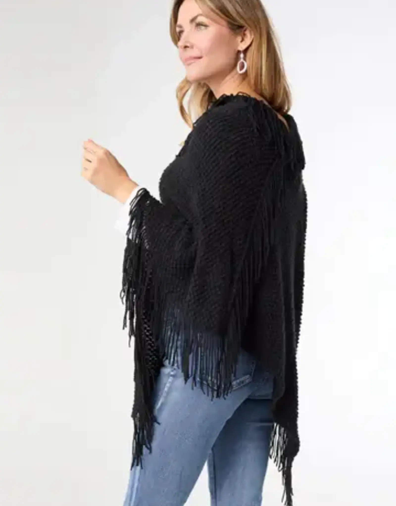 TGB / Good Bead ANNIE PONCHO WITH FRINGE BLACK