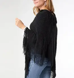 TGB / Good Bead ANNIE PONCHO WITH FRINGE BLACK