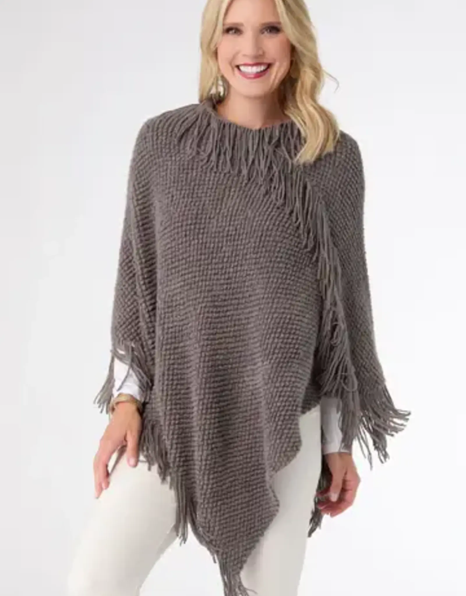 TGB / Good Bead ANNIE PONCHO WITH FRINGE GREY