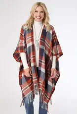 TGB / Good Bead BRINDISI PLAID WRAP RUST/NAVY