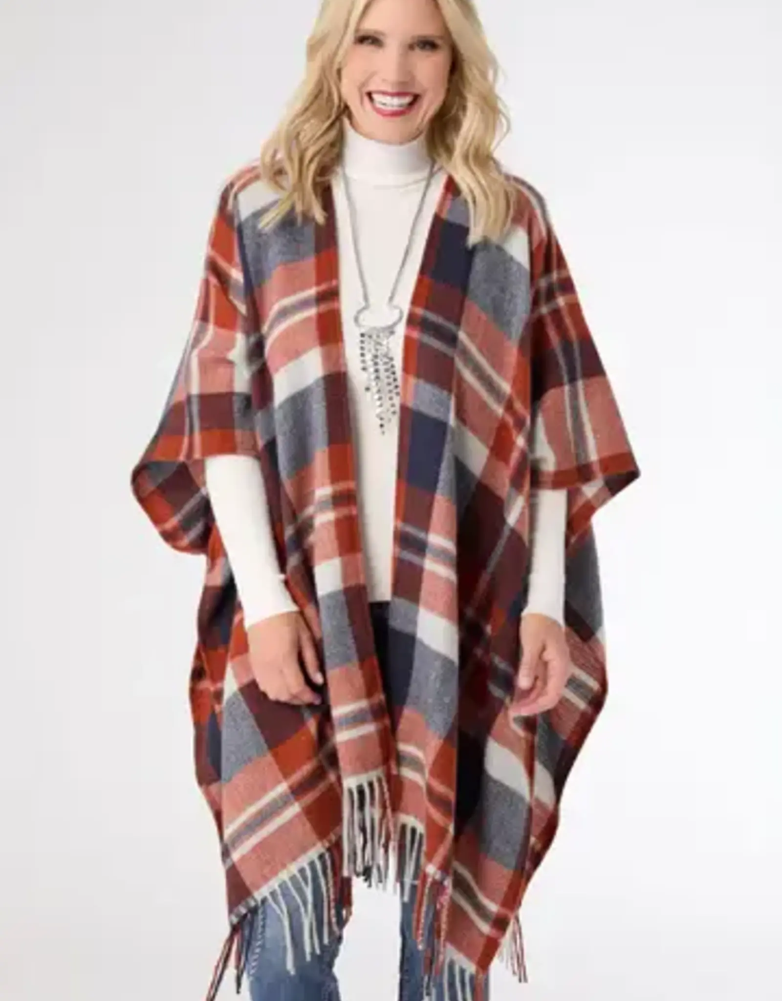 TGB / Good Bead BRINDISI PLAID WRAP RUST/NAVY