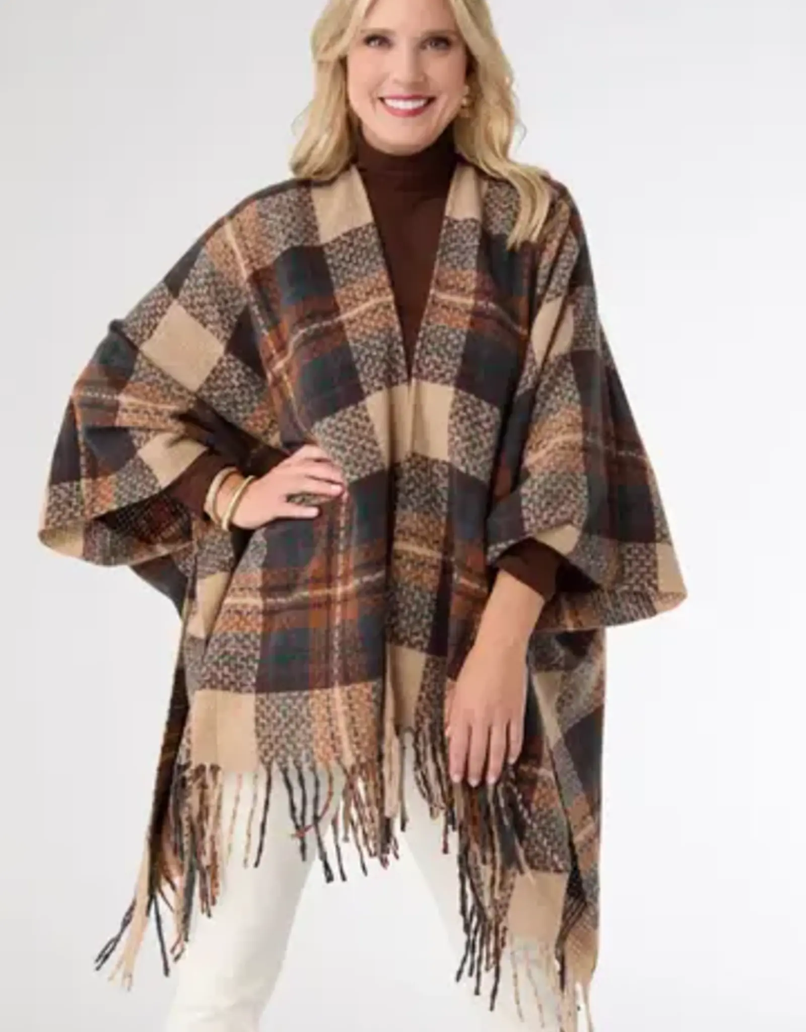 TGB / Good Bead FANO PLAID WRAP BROWN/TEAL