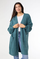 TGB / Good Bead SUMMIT CABLE KNIT OPEN CARDIGAN DARK TEAL L/XL